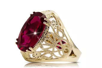 14-кв Желтое золото Рубин Кольцо Винтаж украшения vrc074y